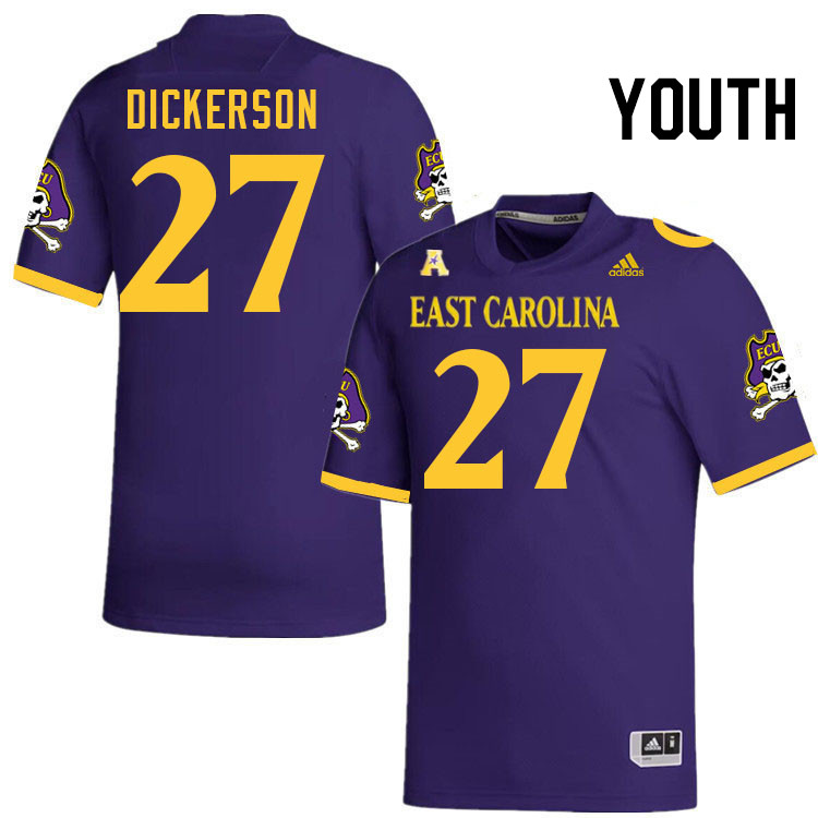 Youth #27 Jason Dickerson ECU Pirates College Football Jerseys Stitched-Purple